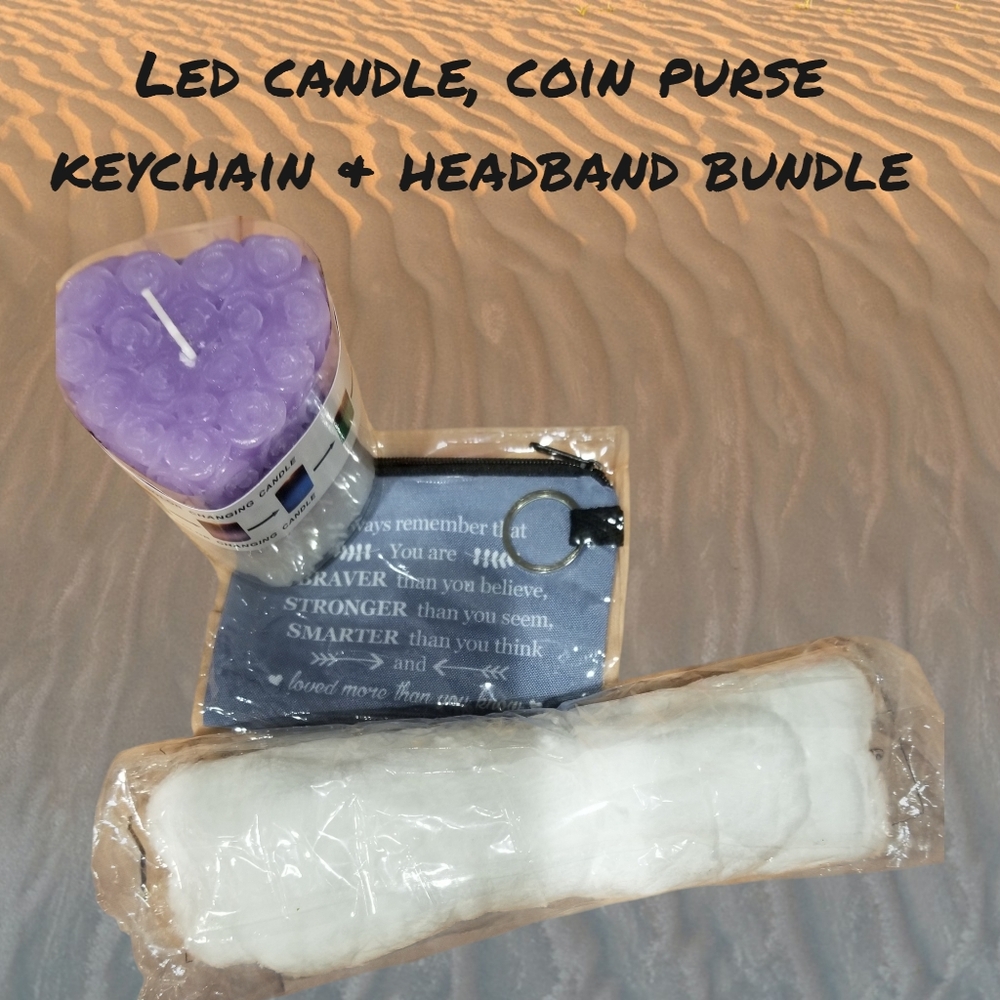 LED Rose Candle, Headband & Keychain Bundle